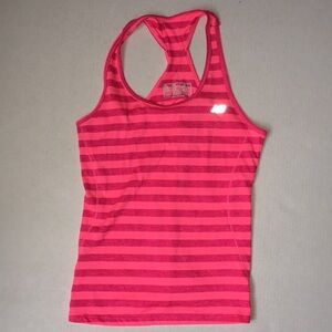 New Balance Athletic Tank  Top | Hot Pink Striped Running Workout Top | Size S
